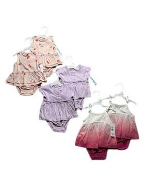 NWT Lot of 6 Carter's 3 Month Girl's Matching Summer Rompers for Twins